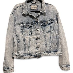 Ashley Vintage Charm Acid Washed Denim Jacket Vintage Style Size Large